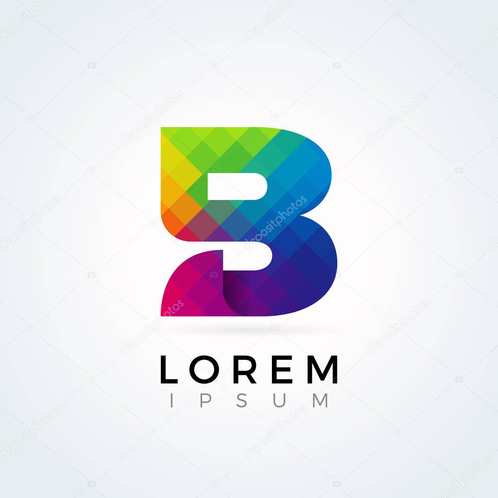 B Letter Logo Icon Colorful Abstract Mosaic Pattern Design template Element in uppercase