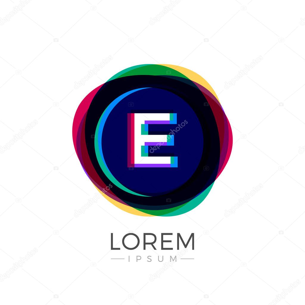 E Letter Logo Icon Colorful Abstract Overlay Fusion Design template in white background