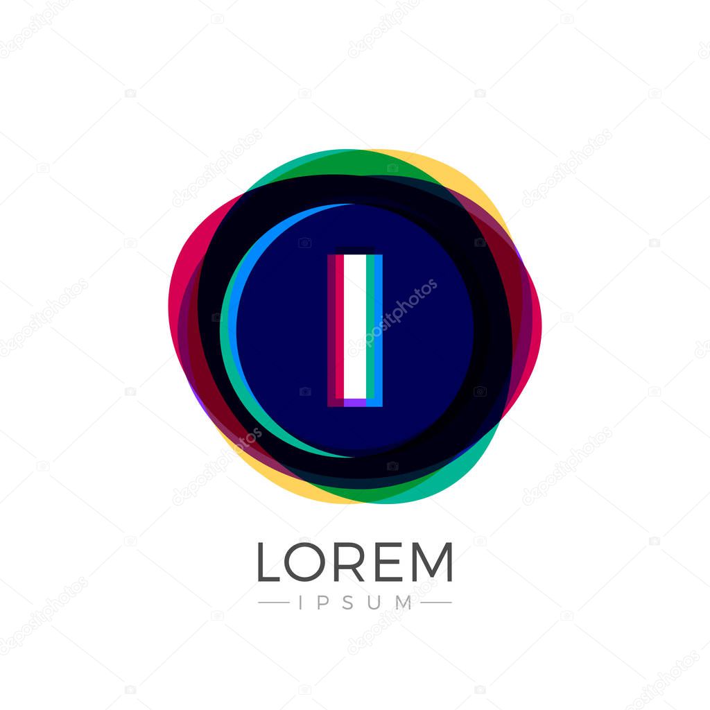 I Letter Logo Icon Colorful Abstract Overlay Fusion Design template in white background