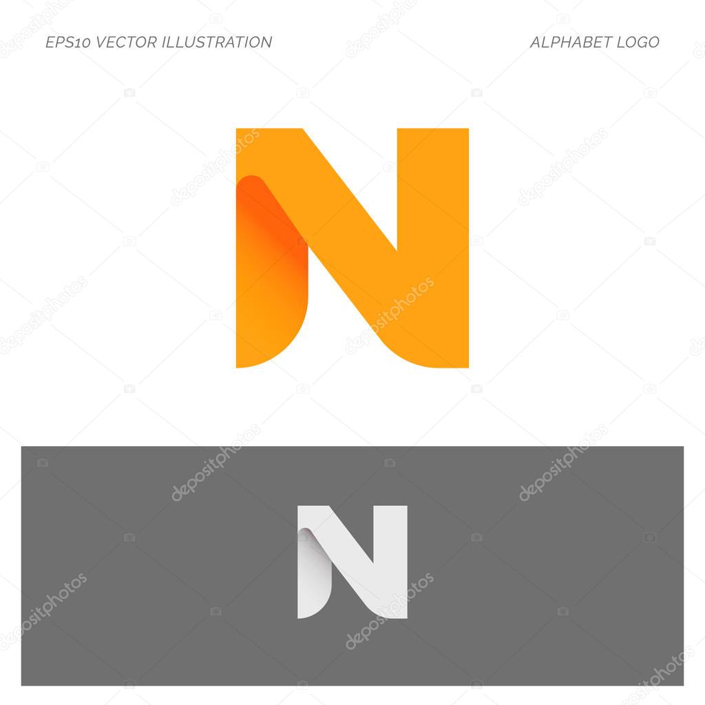 N Alphabet Abstract Letter vector logo icon illustration template in white and black background