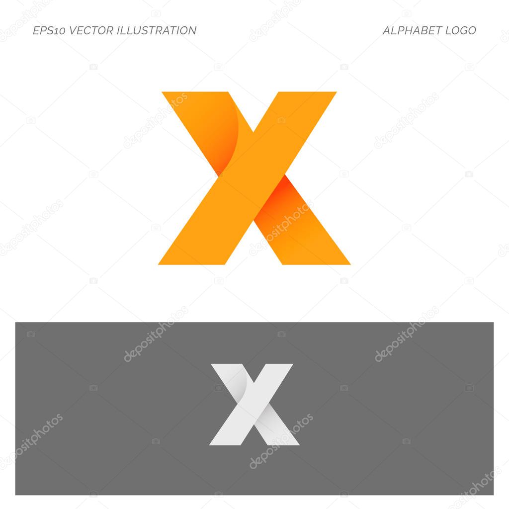 X Alphabet Abstract Letter vector logo icon illustration template in white and black background