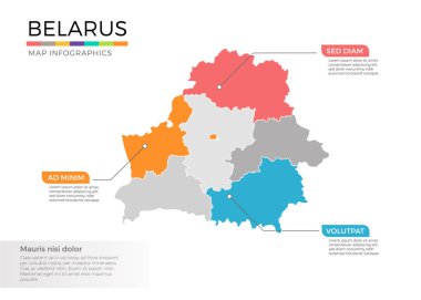Beyaz Rusya Haritası bölgeler ve işaretçi işaretleri 
