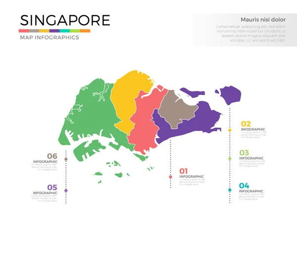 Mapa del país de Singapur — Vector de stock