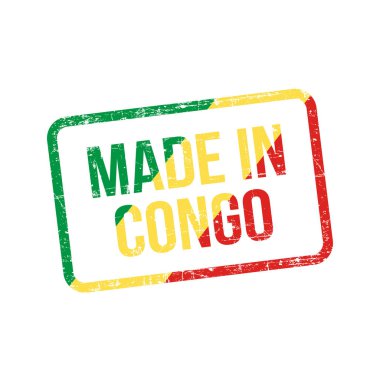  Kongo'da yaptı. Vektör bayrak illüstrasyon tasarım damga etiket