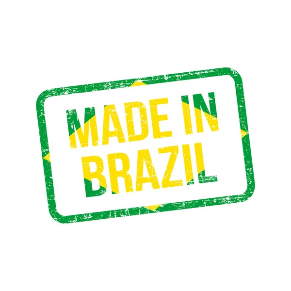 Made Brasilien Vektor Flagge Illustration Design Stempel Etikett — Stockvektor