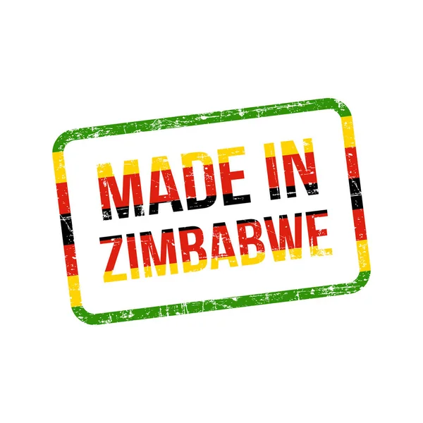 Сделано Зимбабве Этикетка Векторного Флага — стоковый вектор