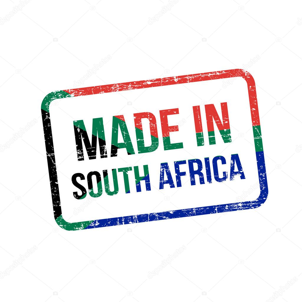 Made in South Africa. Vector Flag Illustration design stamp label