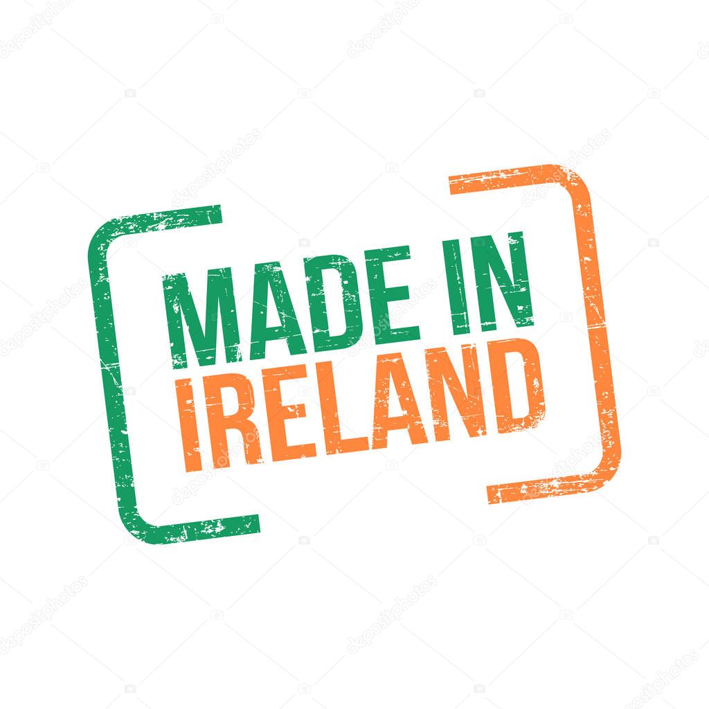 Made in Ireland. Vector Flag Illustration design stamp label