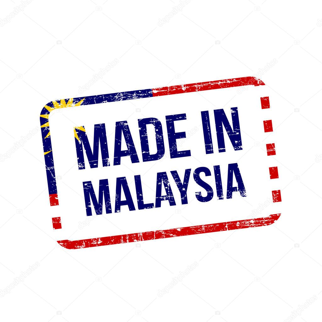 Made in Malaysia. Vector Flag Illustration design stamp label