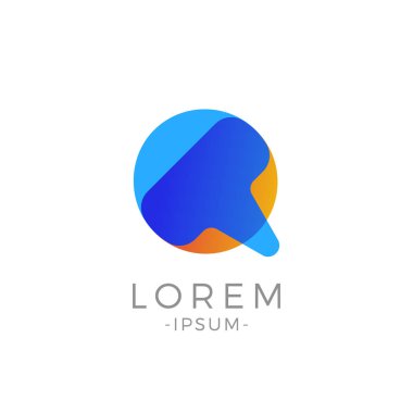 Q harfi logo ilk. Soyut Modern duo sesi tipografi vektör tasarım şablonu