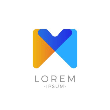 M ilk harf logo. Soyut Modern duo sesi tipografi vektör tasarım şablonu