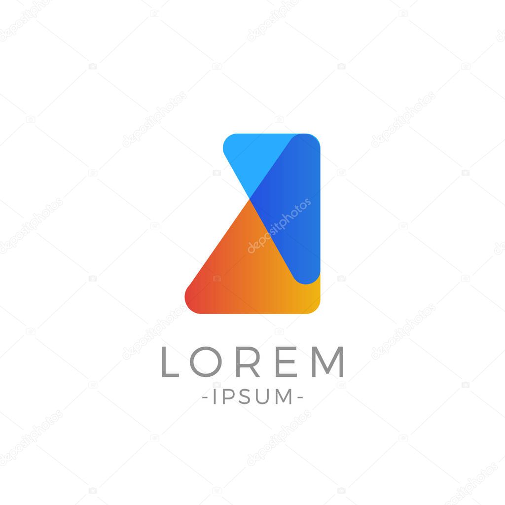 J Initial Letter logo. Abstract Modern duo tone typography vector design template