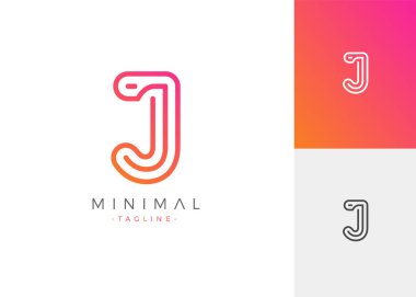 Minimal Line Letter Initial J Logo Design Template. Vector Logo Illustration template. clipart