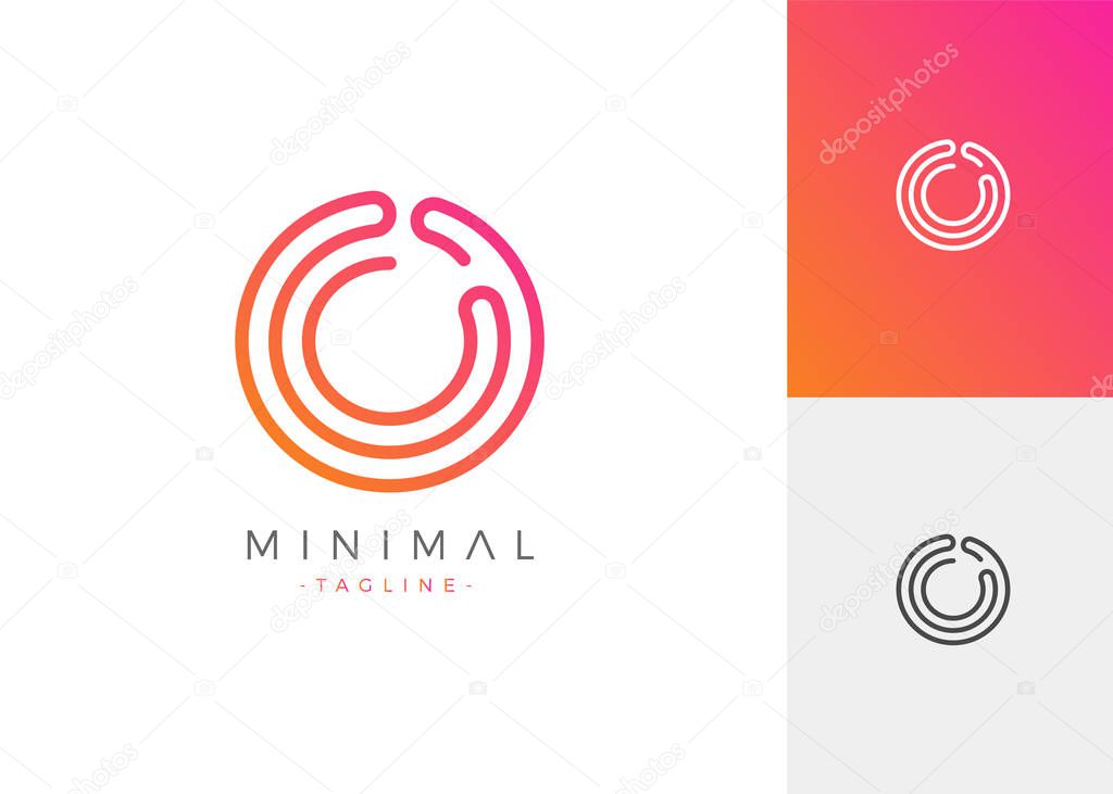 Minimal Line Letter Initial O Logo Design Template. Vector Logo Illustration template.