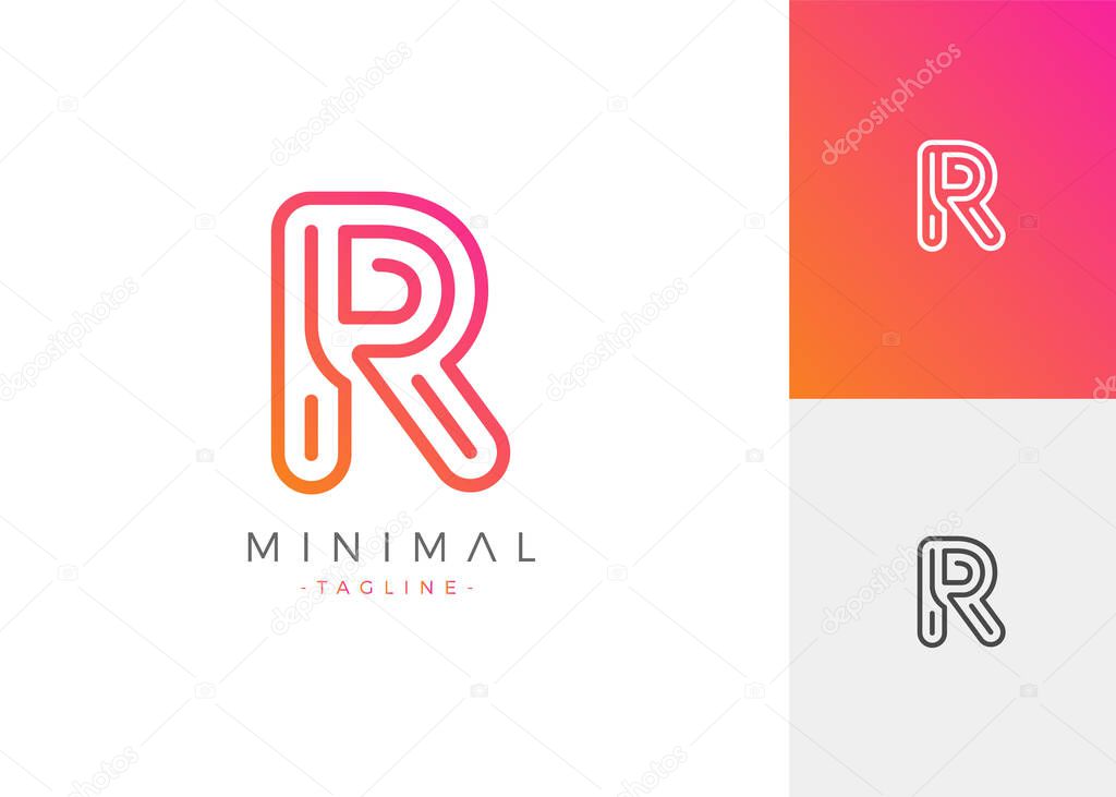 Minimal Line Letter Initial R Logo Design Template. Vector Logo Illustration template.