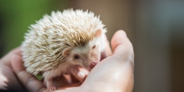 nice and cute sleepy African pygmy hedgehog rolled up in his han clipart