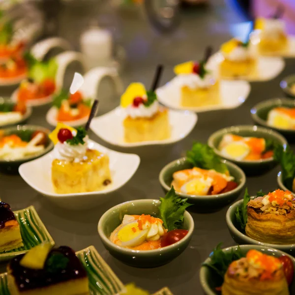 Luxury food and drinks on wedding table