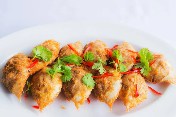 Smažené krabí maso a vepřové mleté maso thajské potravin — Stock fotografie