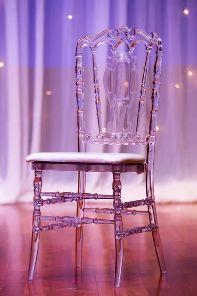 Luxury plastic chair and leather on stage — Stock Photo, Image