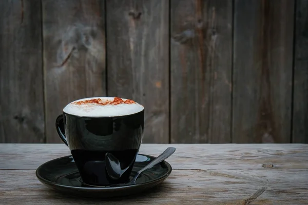 Coffee morning and Cup of coffee on wooden table. — Stock Photo, Image