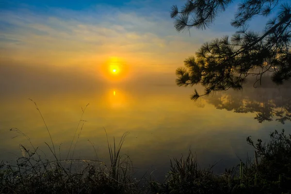 Sunrise Reservoir Phu Kradueng Loei Thailand — Stock Photo, Image