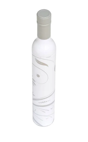 Witte Plastic Fles Met Prachtig Patroon — Stockfoto