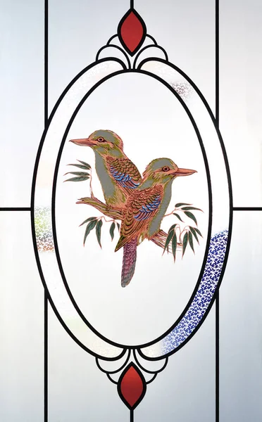Vidrio Esmerilado Con Hermosa Textura Pájaro —  Fotos de Stock