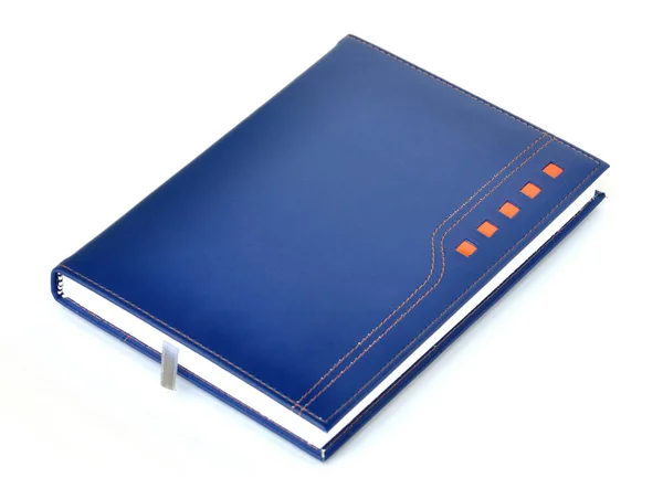 深蓝色皮革笔记本 — 图库照片