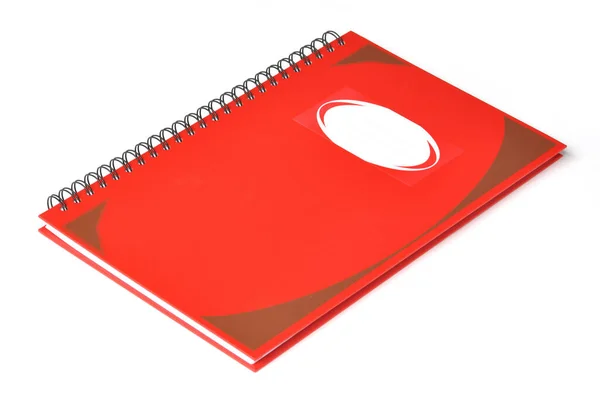 Notebook Retangular Vermelho Com Nome Lable Capa — Fotografia de Stock