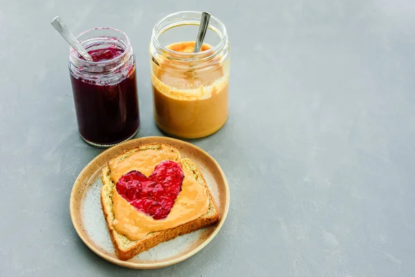 Peanut butter jelly heart sandwich