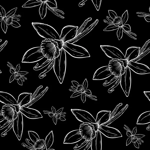 Vanilla pods and flower _ pattern — стоковый вектор