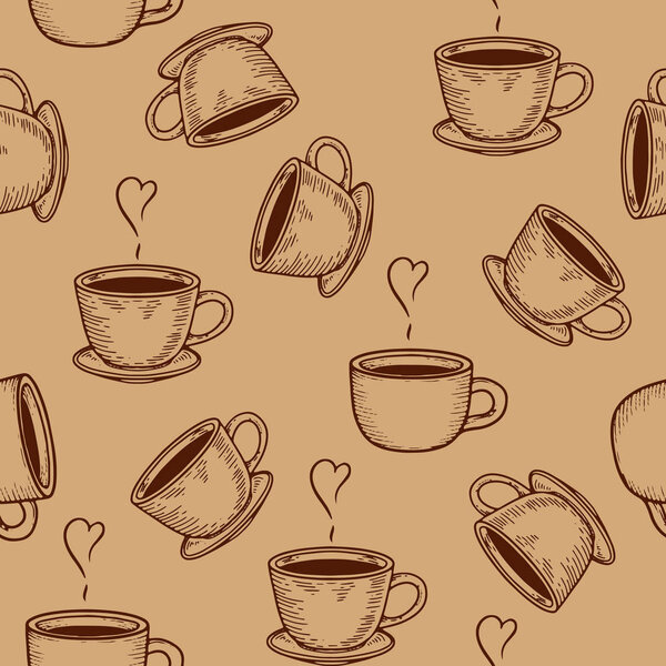 coffe or tea cups seamless pattern