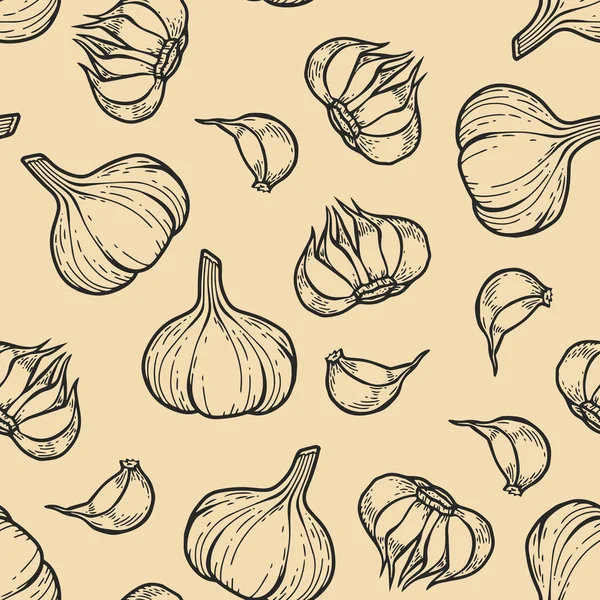 Garlic seamless pattern — Stock Vector