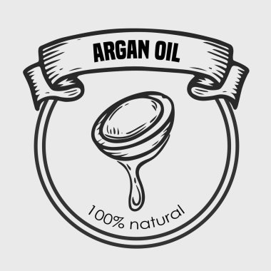 Argan vektör çizim fındık yağı, meyve, berry, yaprak, dal, bitki.