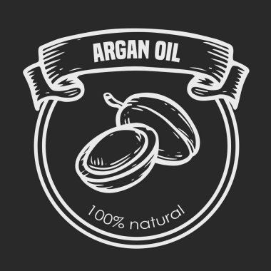 Argan vektör çizim fındık yağı, meyve, berry, yaprak, dal, bitki.