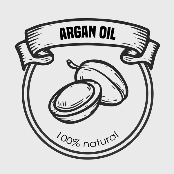 Argan vektör çizim fındık yağı, meyve, berry, yaprak, dal, bitki.