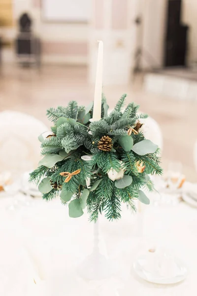 Banquete boda mesa ajuste invierno decorado —  Fotos de Stock