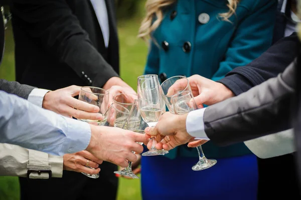 Toast glass with Champagne on wedding say — Stock Photo, Image