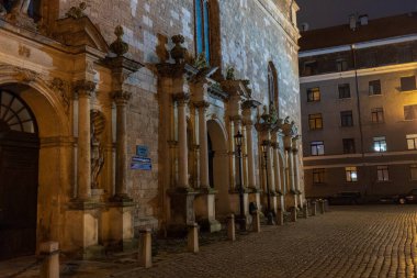 Riga, Latvia - November 19, 2019: streets at night in Riga