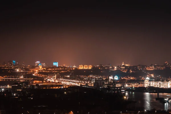 Kijów Ukraina Lutego 2020 Widok Nocy Kijowa Dachu — Zdjęcie stockowe