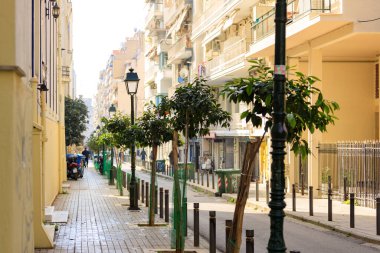 Selanik Yunanistan - 11 Şubat 2020: Selanik kentinin sokakları ve evleri