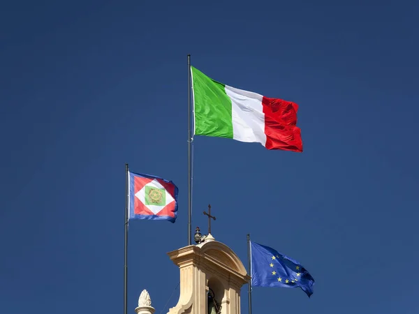 Italian flag waving in the sun