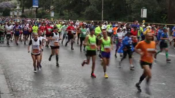 Спортсмены, участвующие в Римском марафоне — стоковое видео