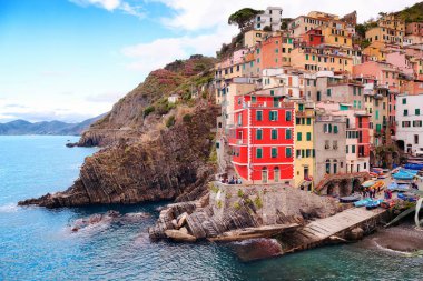 Köy Riomaggiore, Cinque Terre. Riomaggiore, İtalya.