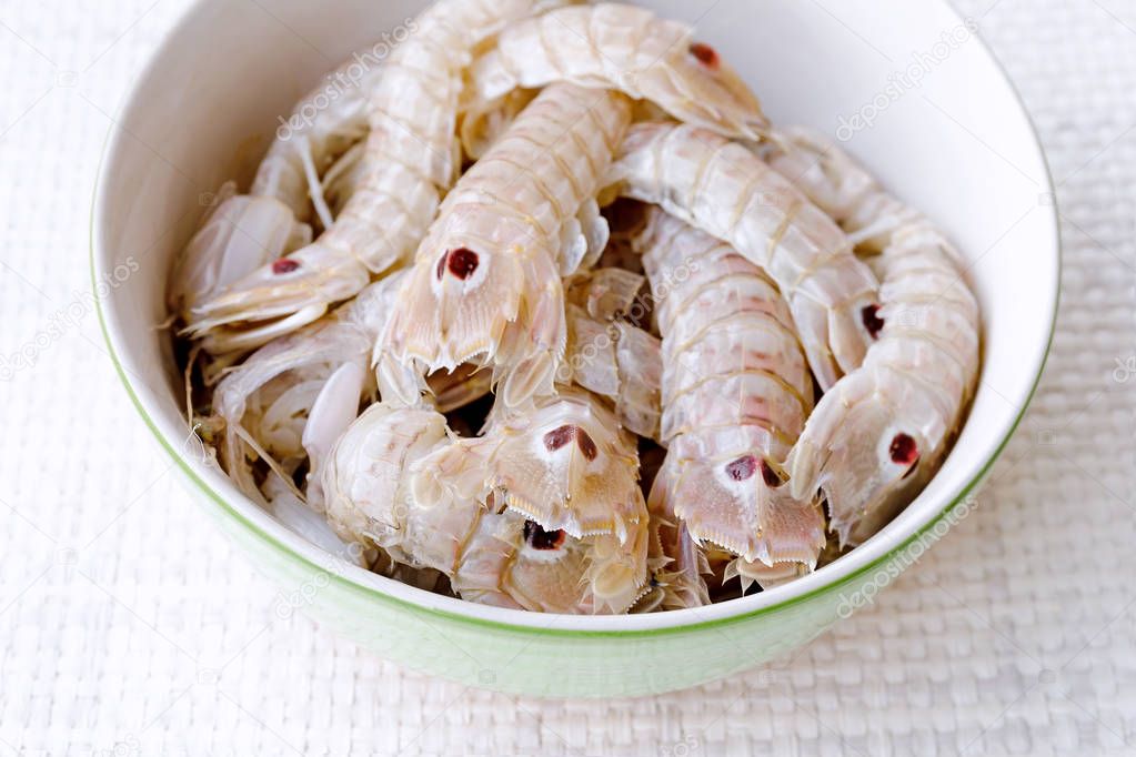 Sea cicadas, before cooking, on the plate