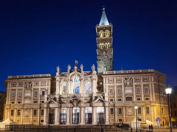 Čelní Pohled Kostel Santa Maria Maggiore Římě Před Homonymum Náměstí — Stock fotografie