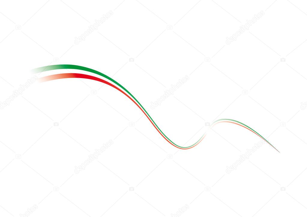 Stylized Italian flag. Italian flag, tricolor.