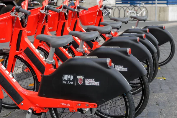Uber Jump, the electrically assisted bike-sharing Stock Image