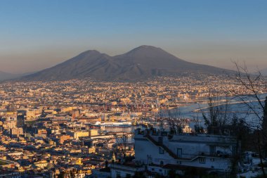 Napoli 'nin Vezüv, İtalya' daki panoramik manzarası
