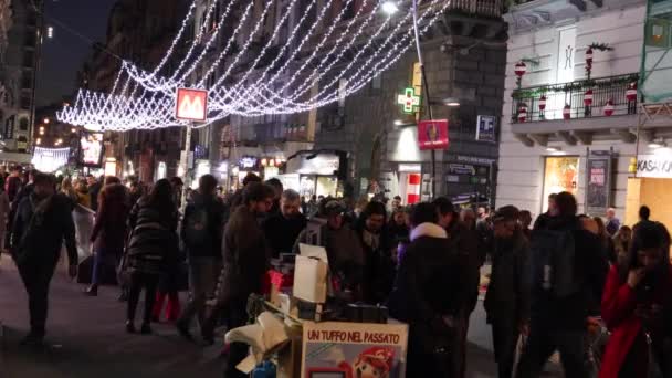 Nápoles Italia Diciembre 2019 Multitud Frente Entrada Parada Metro Toledo — Vídeos de Stock